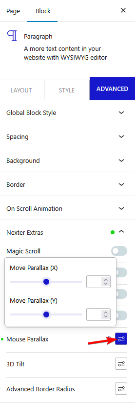 advanced tab nexter extras mouse