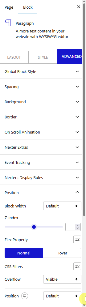 advanced tab position 1