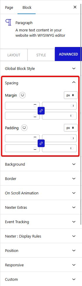 advanced tab spacing 4