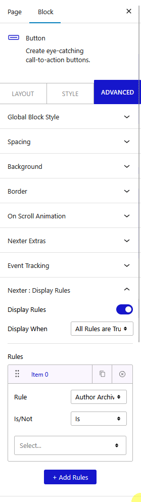 How to Set WordPress Display Conditions Based on Archive Page Content? 4 display rules archive author archive new