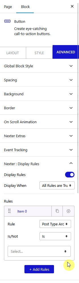 How to Set WordPress Display Conditions Based on Archive Page Content? 2 display rules archive post type archive new