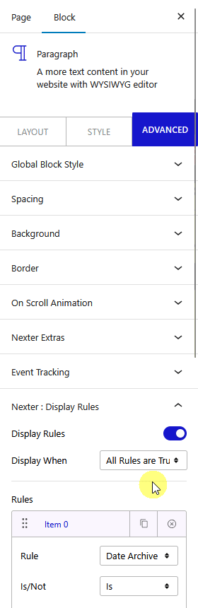 How to Set WordPress Display Conditions Based on Archive Page Content? 3 display rules date archive