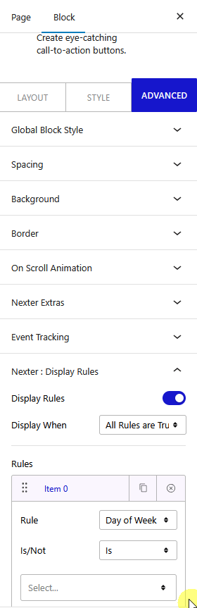 How to Set WordPress Display Conditions Based on Date & Time? 3 display rules day of week new