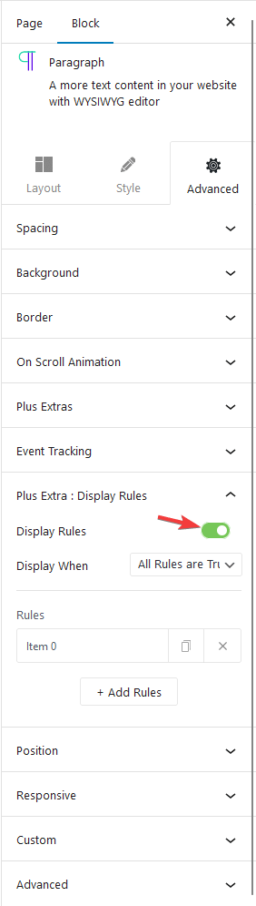 display rules enable