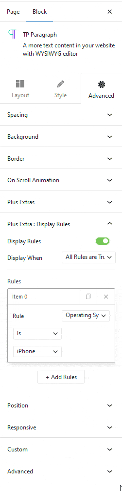 display rules operating system