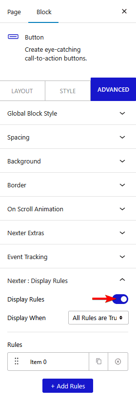 How to Add Display Rules in WordPress? 2 display rules options new