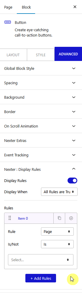 How to Set WordPress Display Conditions Based on Single Page Content? 1 display rules single page new