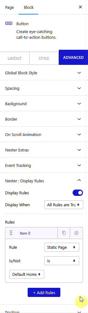 How to Set WordPress Display Conditions Based on Single Page Content? 3 display rules single static page new