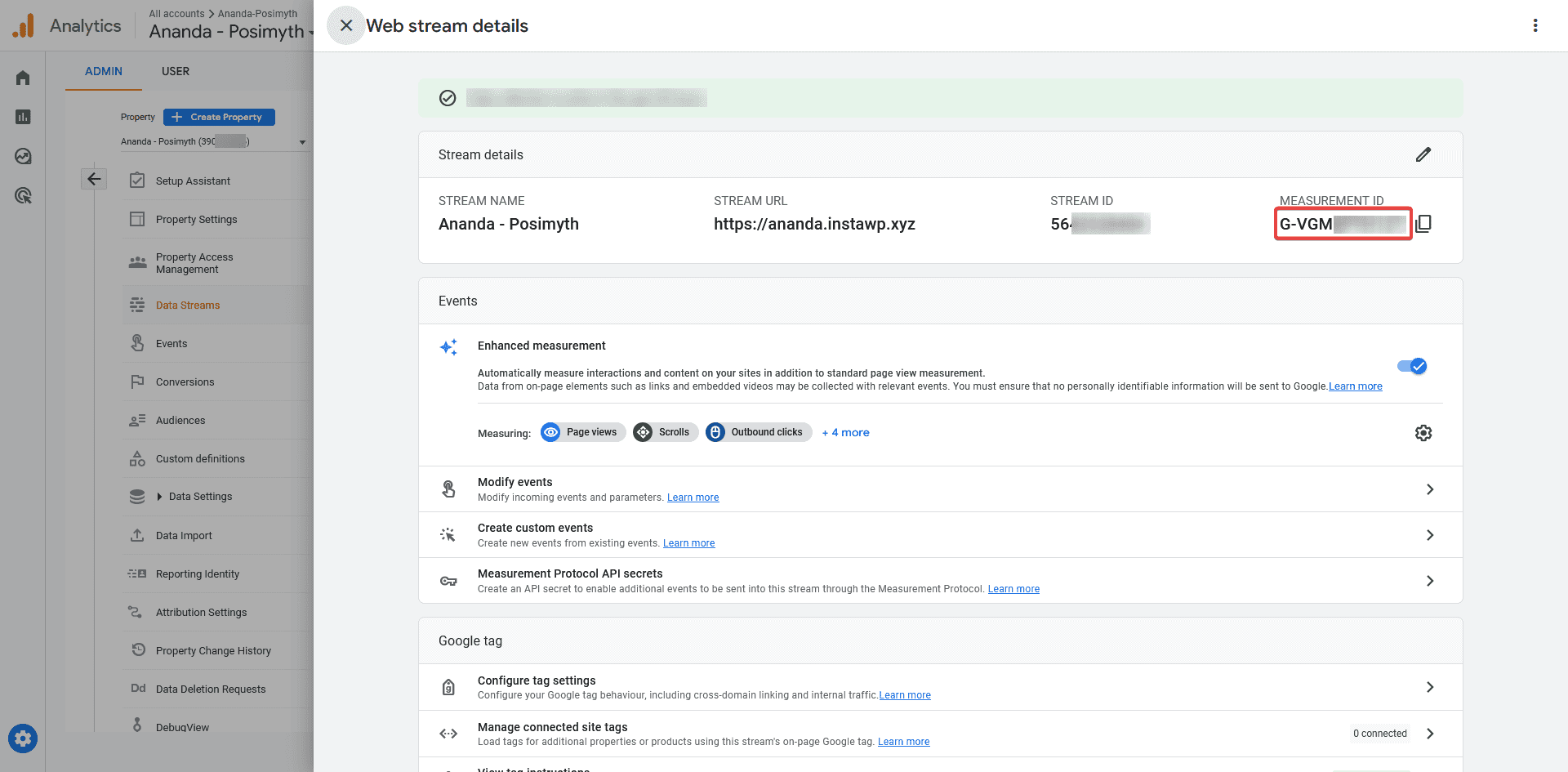 Choosing Google as the provider