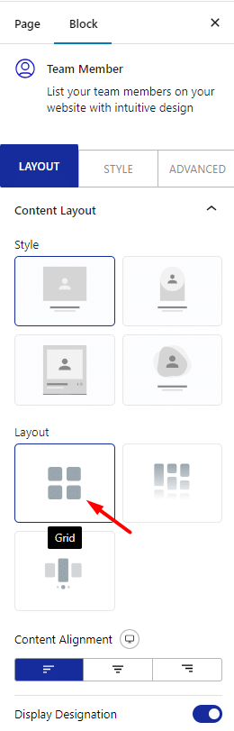 team member layout grid