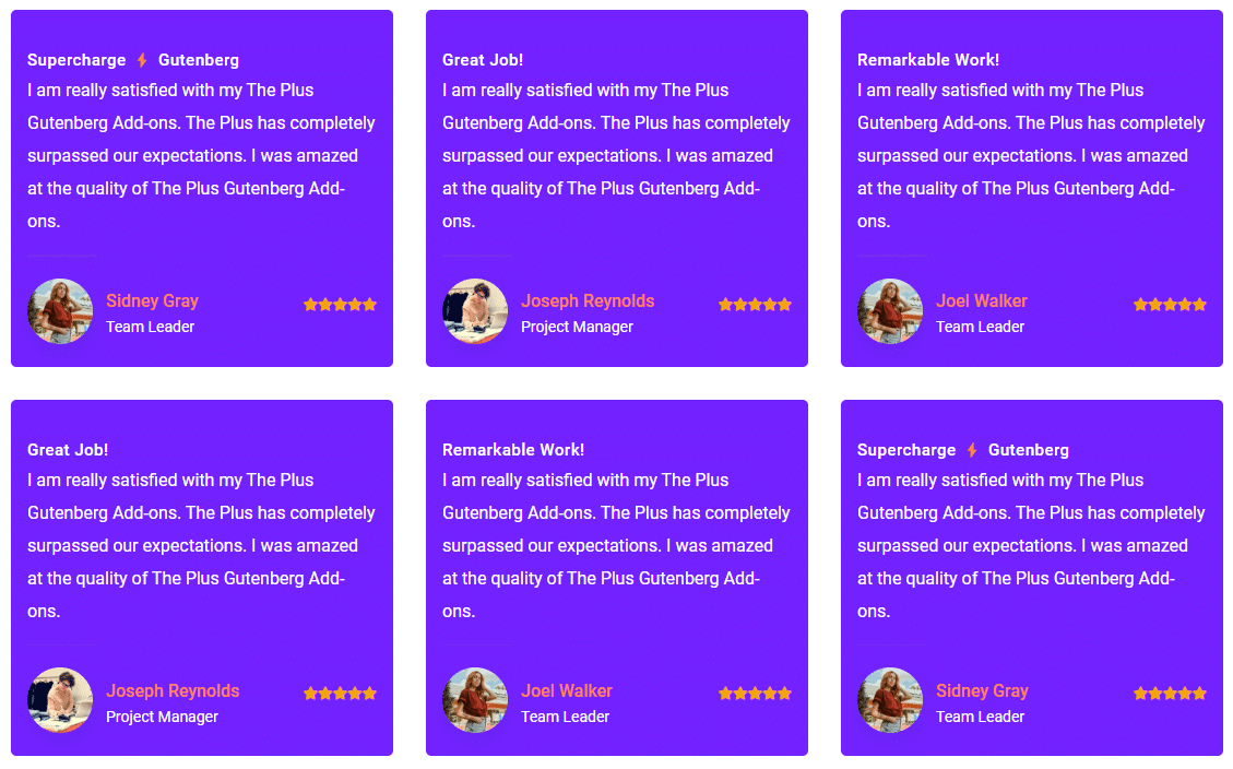 testimonials grid layout demo 2