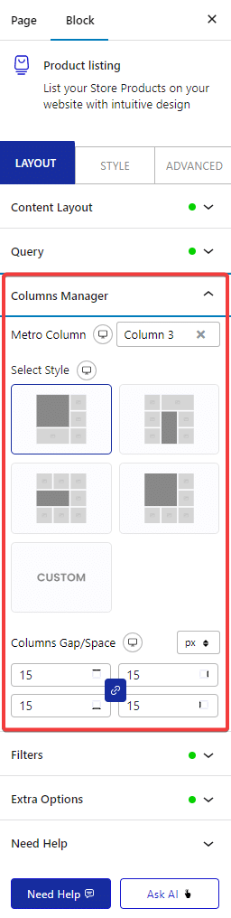 product listing columns manager 2