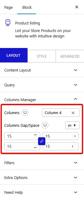 product listing columns manager new
