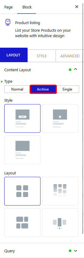 product listing content layout archive new