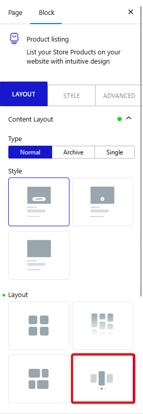 product listing content layout carousel new