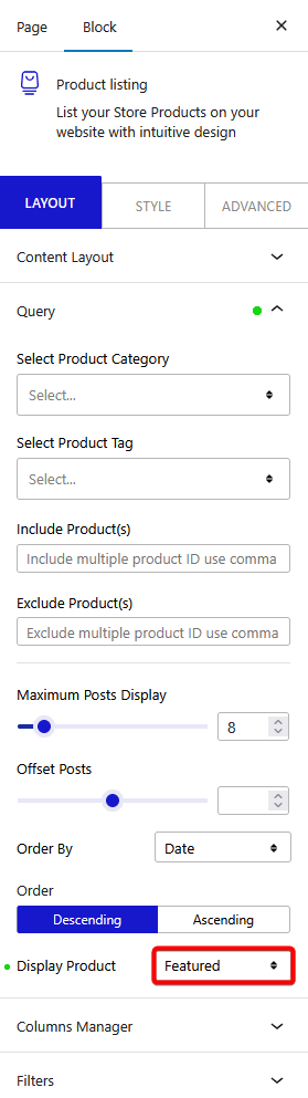 product listing display product featured new