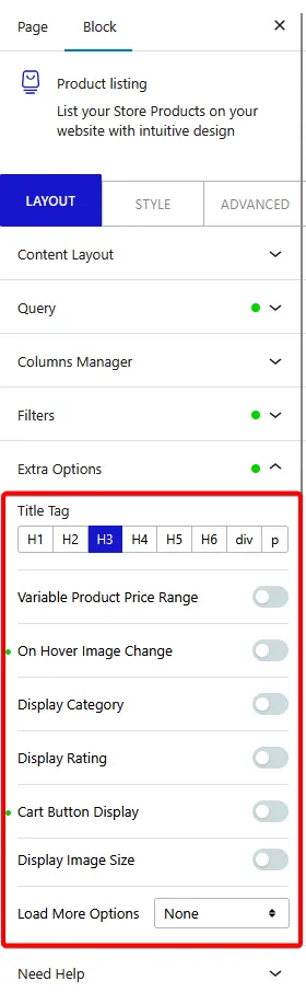product listing extra options new