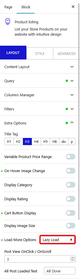 product listing lazy load new