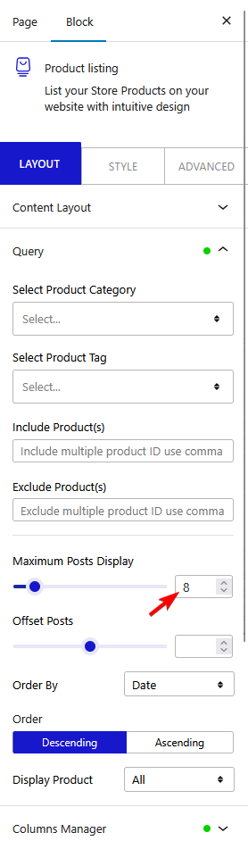 product listing maximum post display new