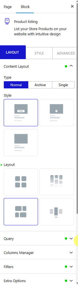 product listing metro custom layout new
