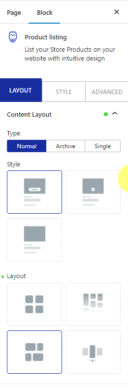 product listing normal metro layout