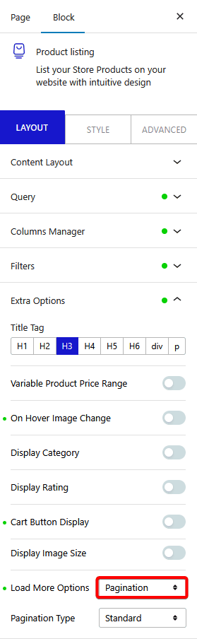 product listing pagination new