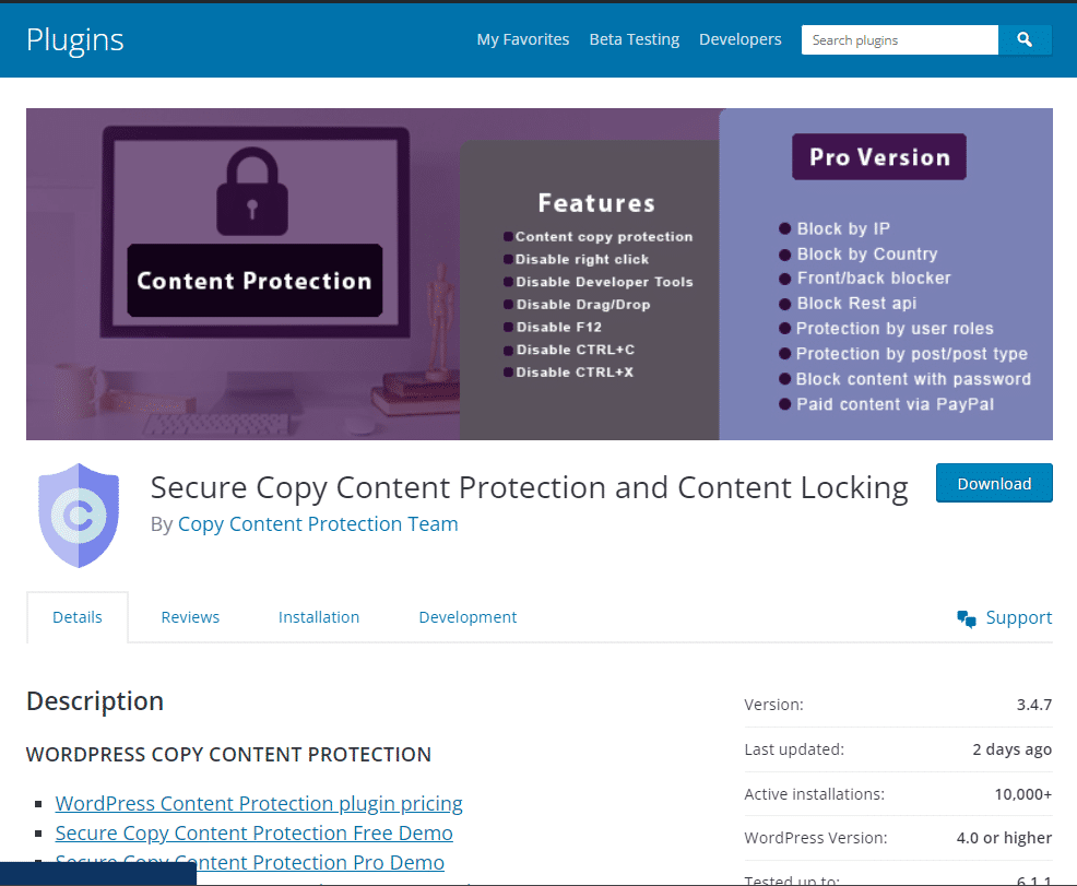 Secure Copy Content Protection and Content Locking