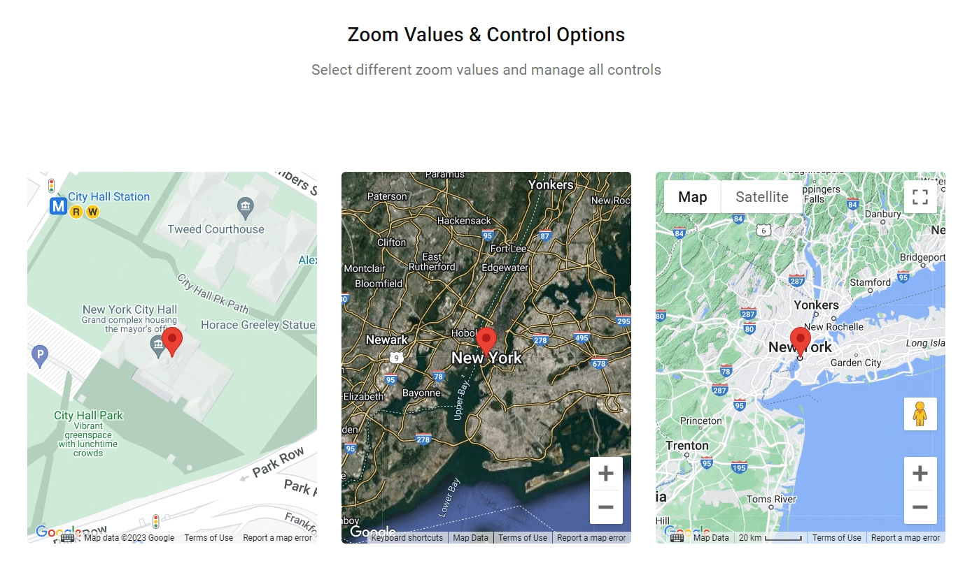 Zoom values