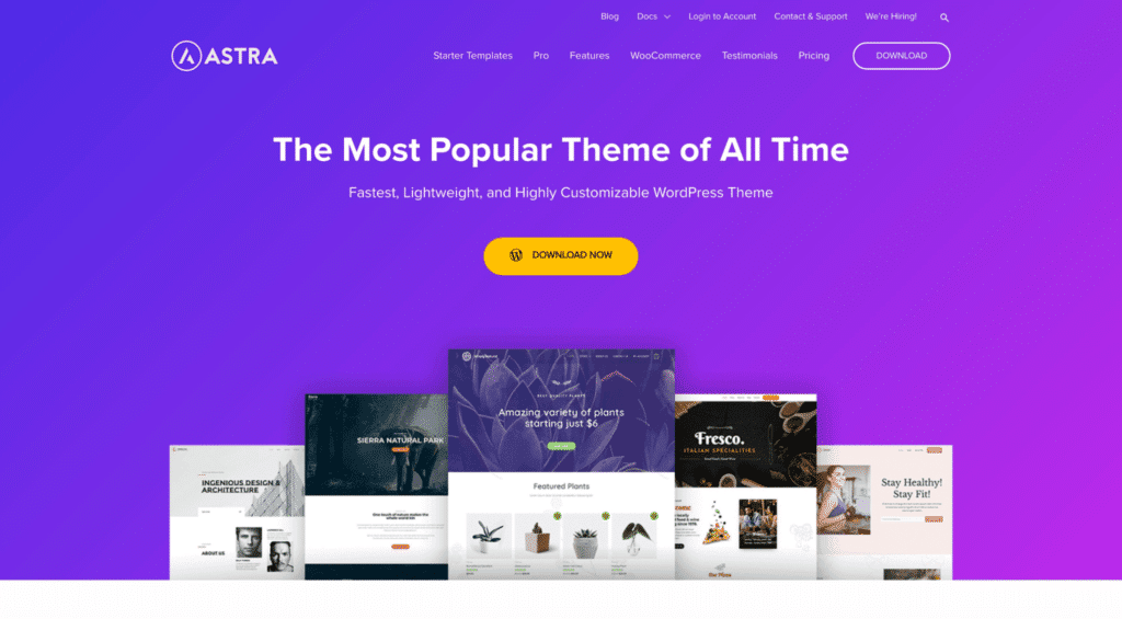 astra wordpress theme homepage