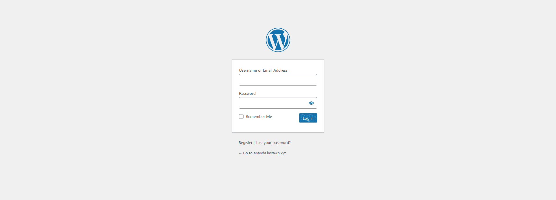 default wordpress login page