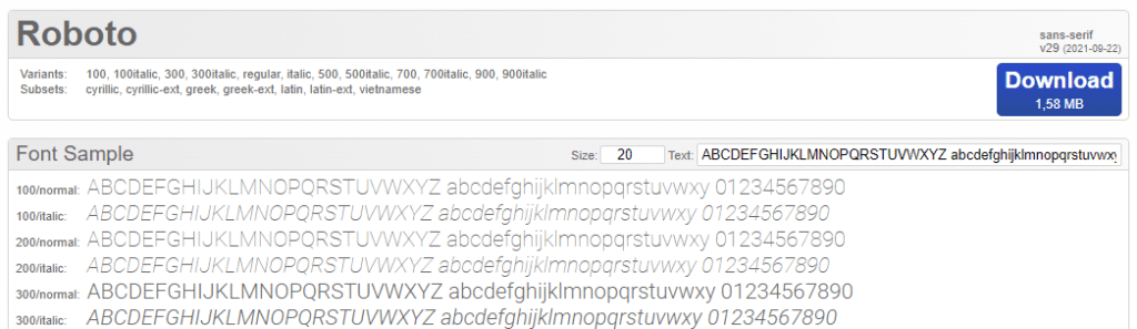 downloading selected font