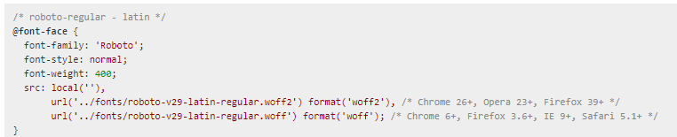 local google fonts css code adaptation