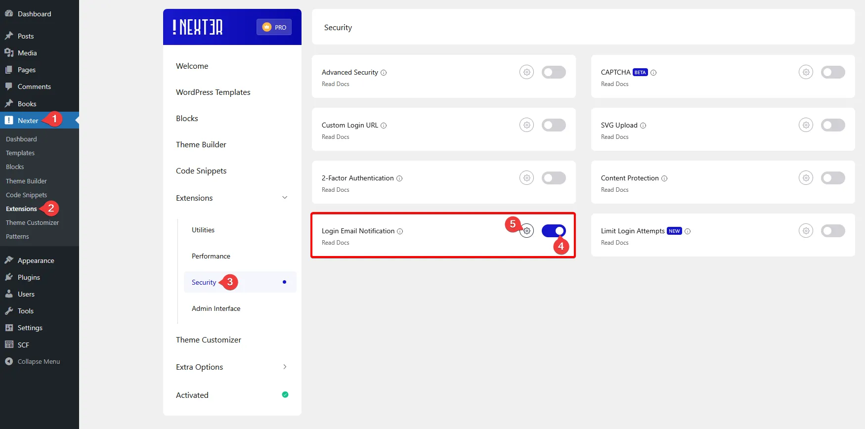 Enabling login email notifications in Nexter Extension