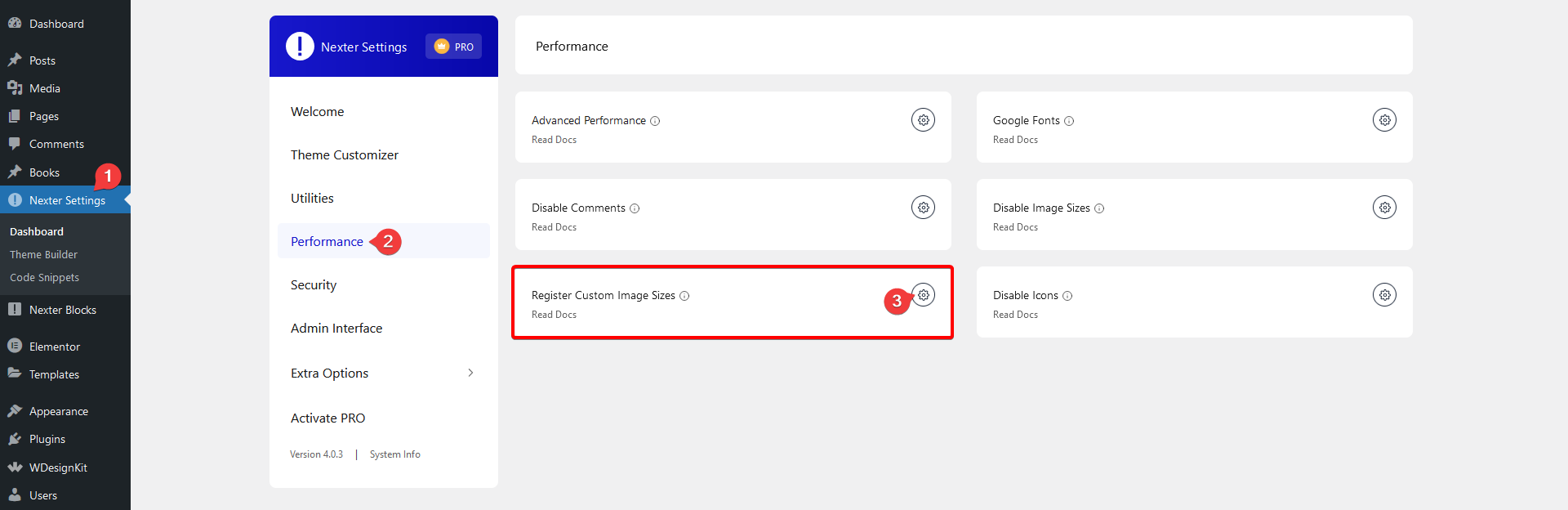 register custom image sizes settings