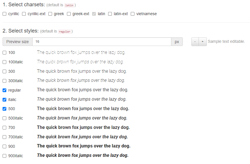The 3 Best Ways To Host Google Fonts Locally 6 selecting charsets in plugin