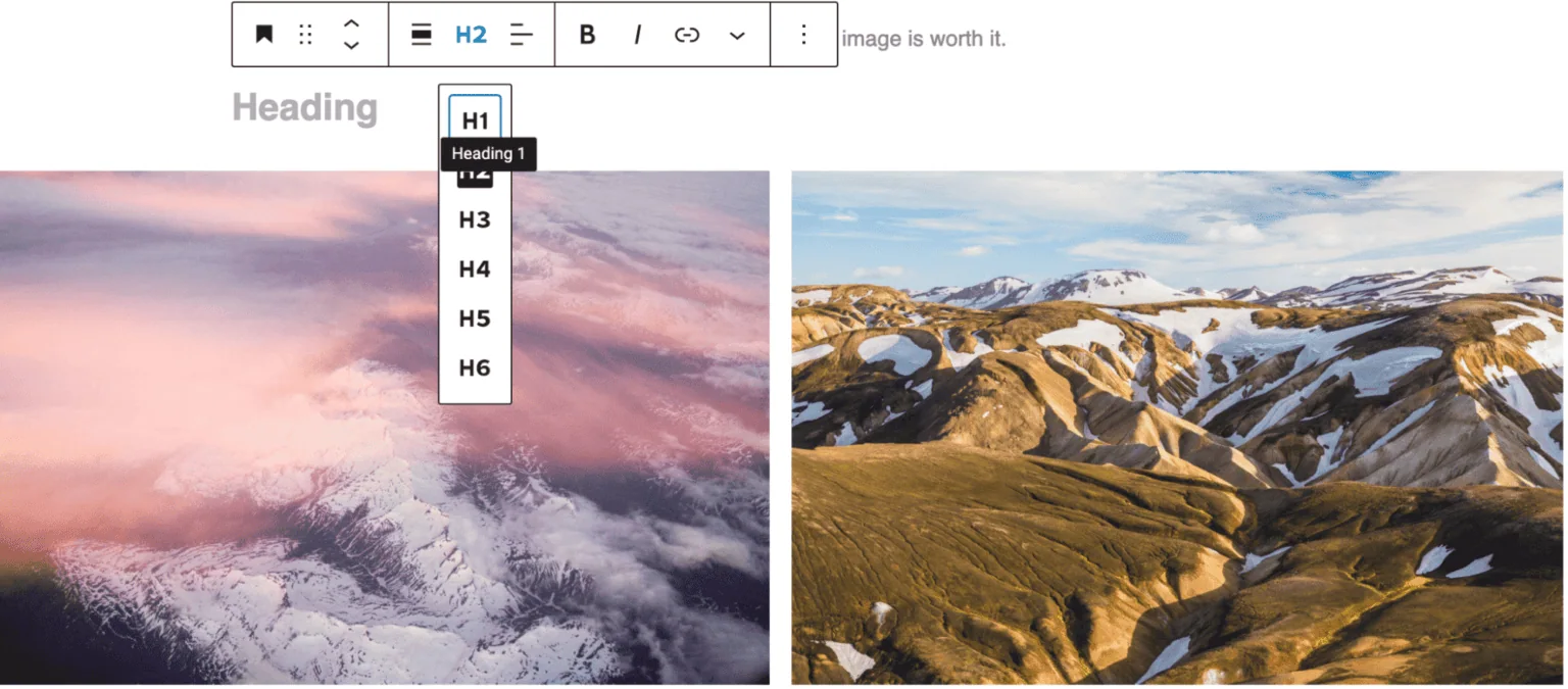 using headings with copy