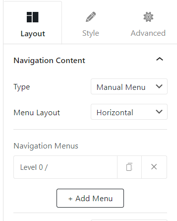 Add Top Level Menu Items