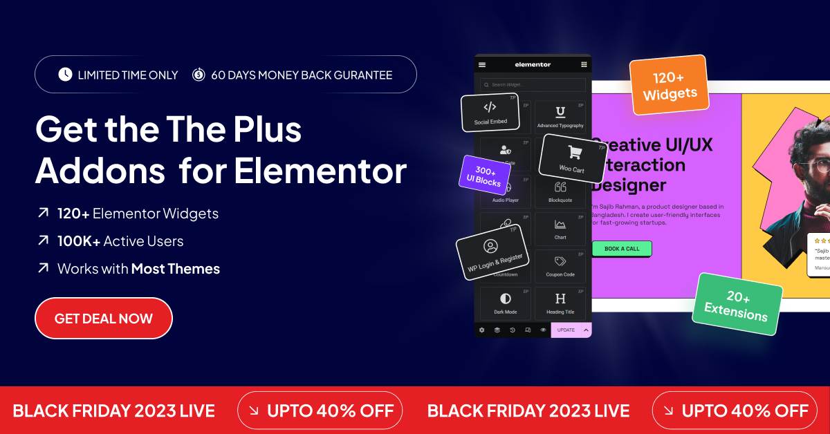 The Plus Addons for Elementor Black Friday Deal 1