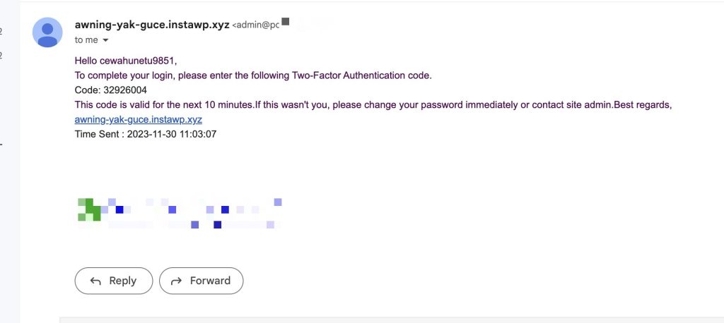 sample email from nexter 2fa - Big Update : New 2-Factor Authentication in Nexter Theme 3.1