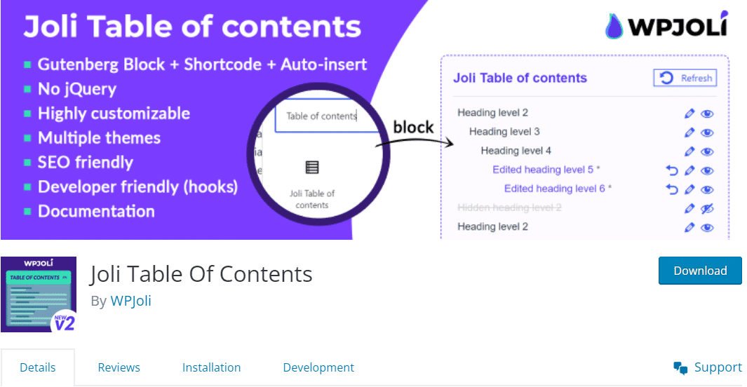 Joli Table of Content 1