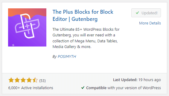 The Plus Blocks plugin