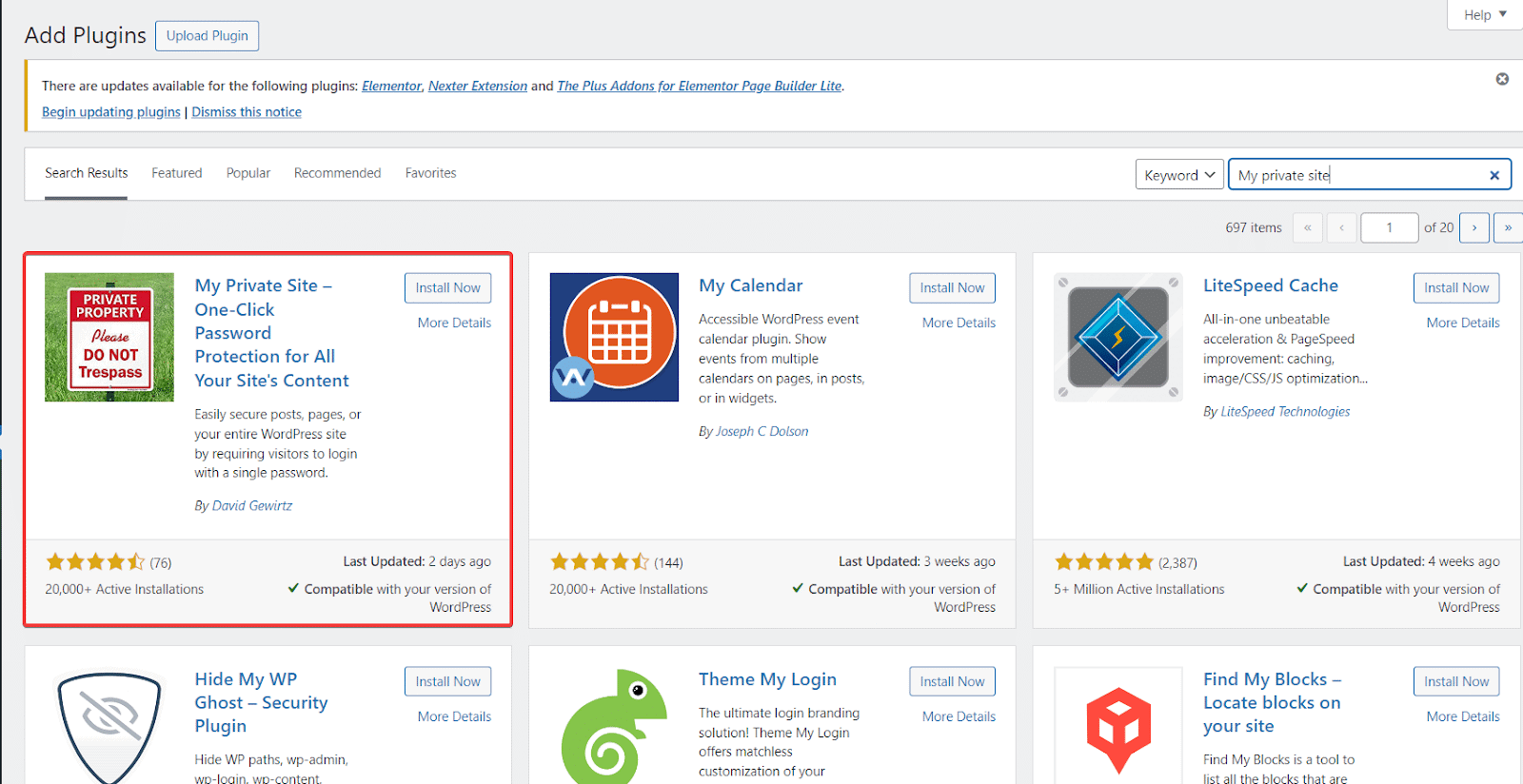 My Private Site Plugin 1