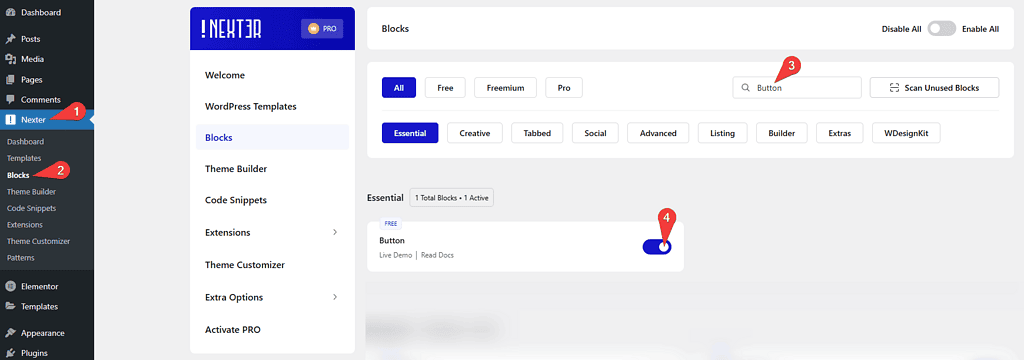 Nexter Blocks Button Activation 5