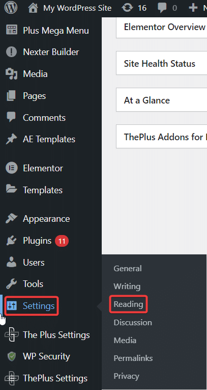 WordPress settings