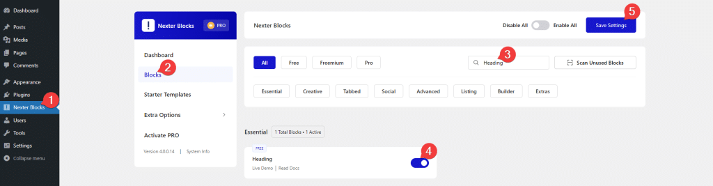 How to Add a Heading in WordPress? 1 heading activation