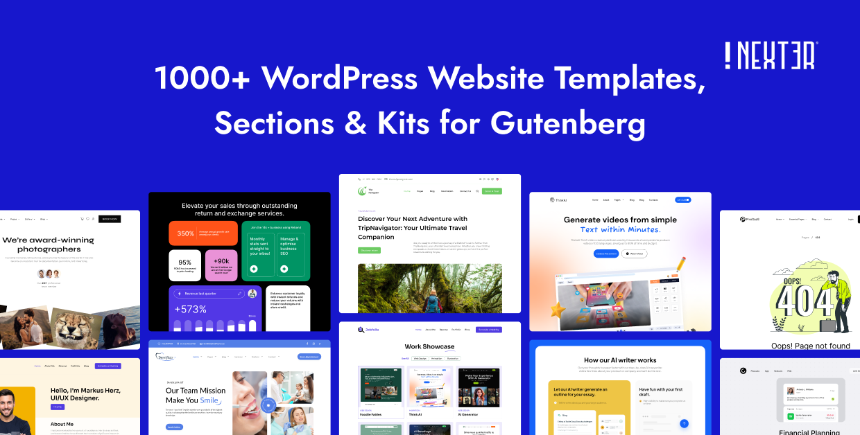 1000 WordPress Website Templates Sections Kits for Gutenberg