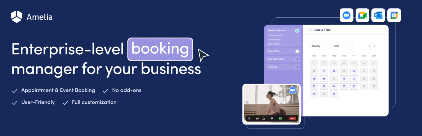 Amelia - 5 Best WordPress Booking Plugins [Appointment Schedulers]