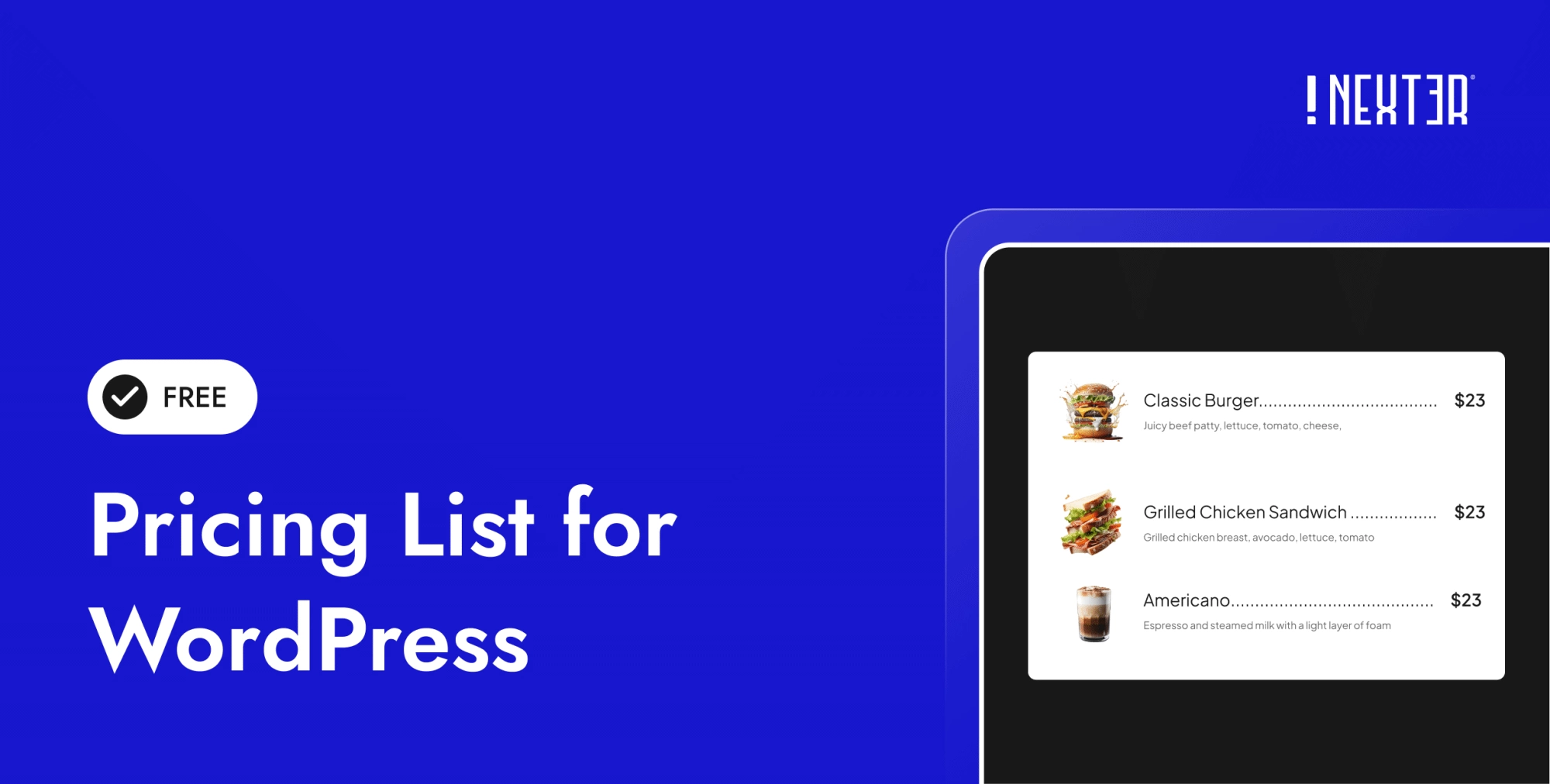 Pricing List for WordPress