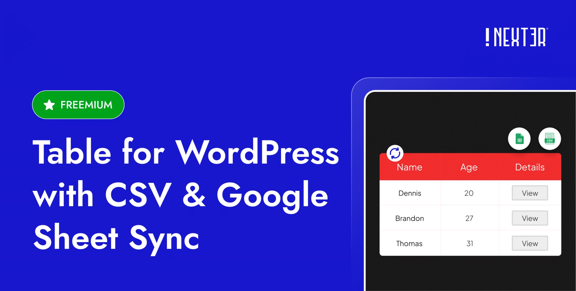 Table for WordPress with CSV Google Sheet Sync feature