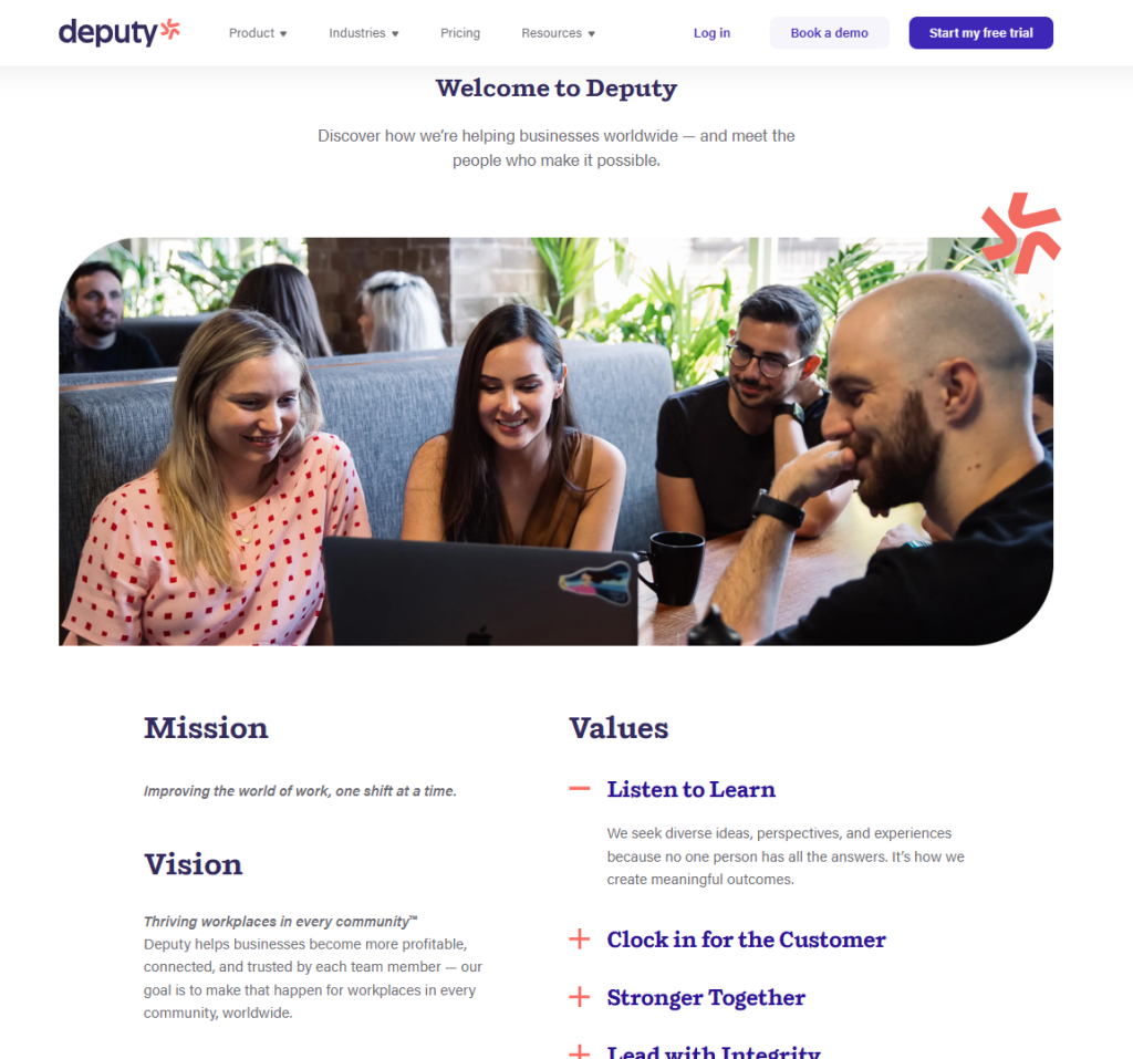 Deputy - 7 Examples of About Us Page for Website [+ How to Make it]